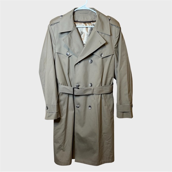 Other - Vintage Richman Brothers Men’s Tan Trench Coat Removable Fur Liner 40R Vtg